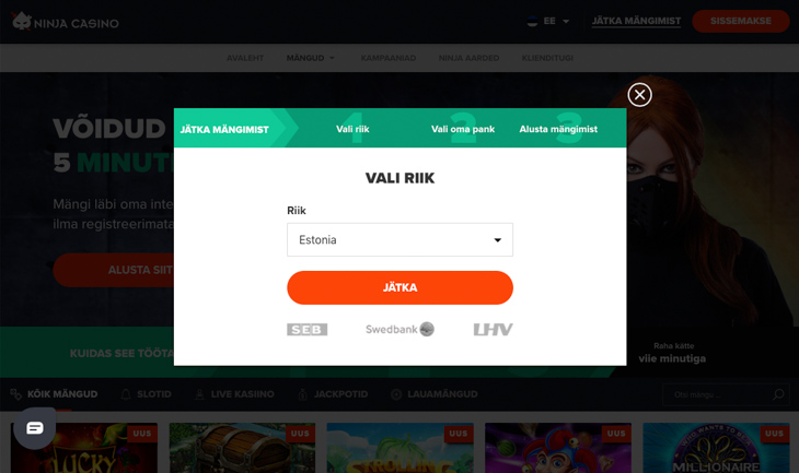 Ninja Kasiino: mängimise alustamine on lihtne!