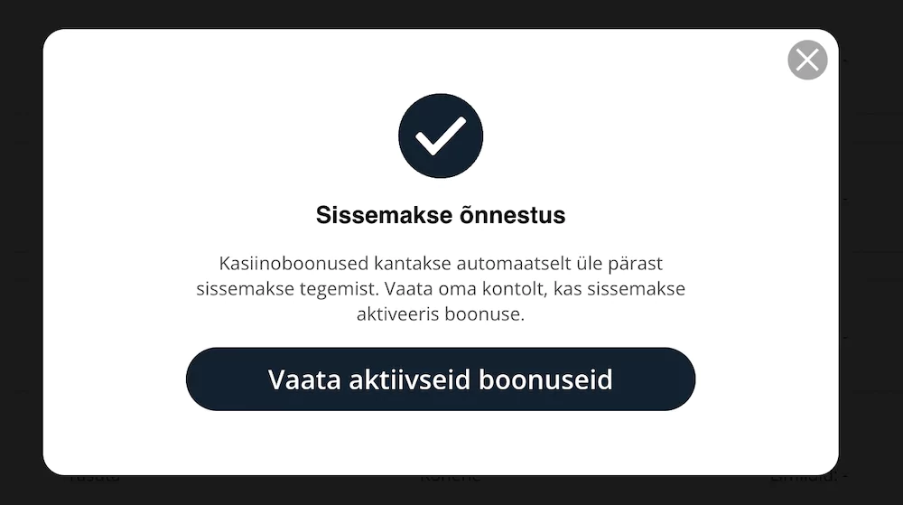 kasiino sissemakse